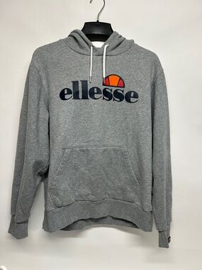 Ellesse Grey Hoodie with Navy Logo and Orange Accent size xl em07407